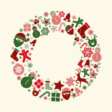 Neşeli Noel ve mutlu yeni yıl - süslemeleri ile kartı şablonu. Vektör.