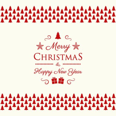 Metin ve süslemeleri ile Noel ve yeni yıl tebrik kartı. Vektör.