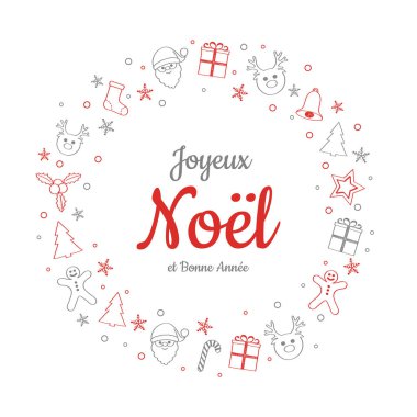 Joyeux Noel - çevrilmiş mutlu Noeller Fransız. Vektör