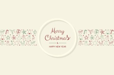 Noel dekorasyonu ile çizilmiş öğeleri ver. Vektör.