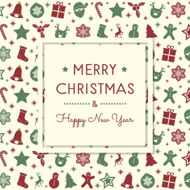 Noel tebrik kartı el ile kavramı süslemeleri çizilmiş. Vektör.