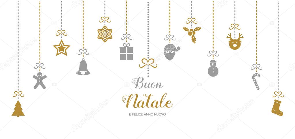 Buon Natale e Felice Anno Nuovo - italian Christmas wishes. Vector