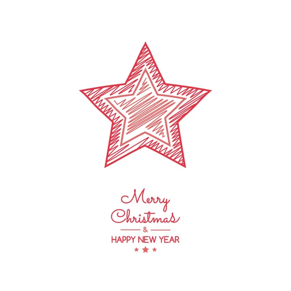 Рождественская Звезда Открытка Рисунком Вручную Вектор — стоковый вектор