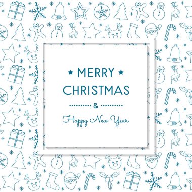 Noel şenlikli süslemeleri ile istiyor. Vektör.