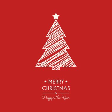 Noel el ile çizilmiş ağacı istiyor. Vektör.