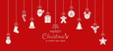 Noel dekorasyon öğeleri asma. Vektör.