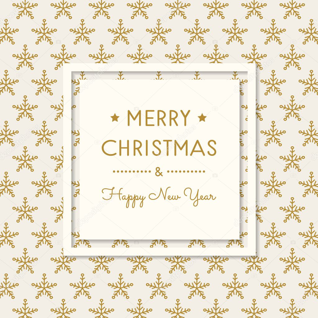 Merry Christmas and Happy New Year - card with hand drawn snowflakes. Vector.