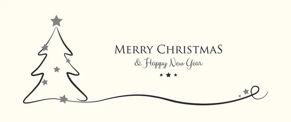 Neşeli Noel ve mutlu yeni yıl - kart ile çizilmiş ağaç ver. Vektör