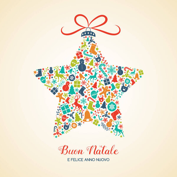 Buon Natale - перевод с итальянского "Счастливого Рождества". Вектор
