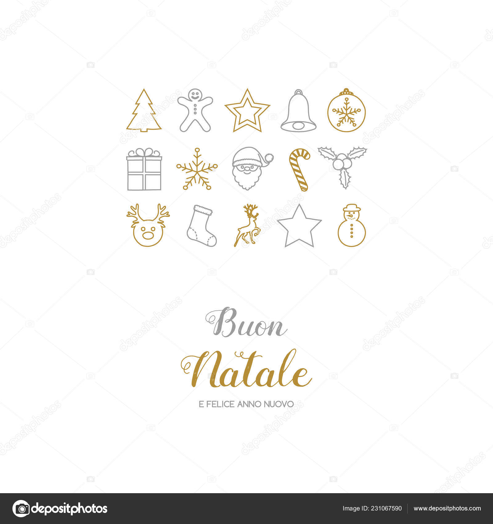 Buon Natale Wishes Italian.Buon Natale Felice Anno Nuovo Italian Christmas Wishes Vector Stock Vector C Karolina Madej 231067590