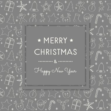 Retro tarzı şenlikli elemanları ile Noel kartı. Vektör.