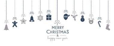 Retro tarzı süslemeleri ile Noel tebrik kartı tasarımı. Vektör.