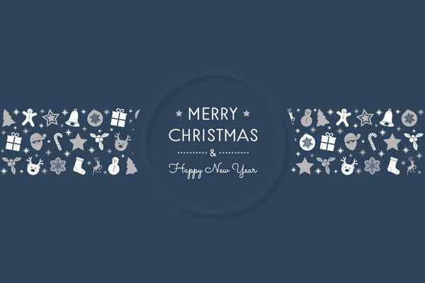 Carte Vœux Noël Avec Beaux Ornements Vecteur — Image vectorielle