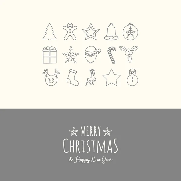 Tarjeta Felicitación Navidad Con Adornos Dibujados Mano Vector — Vector de stock