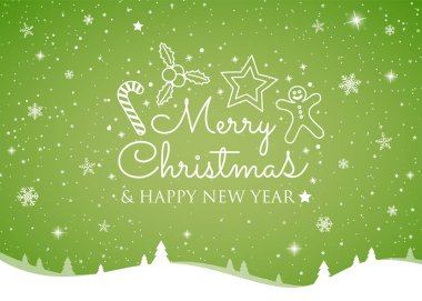 Noel kartı parlak kar taneleri ile kavramı. Vektör.