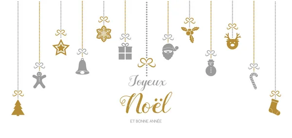 Joyeux Noel Bonne Annee Deseos Franceses Navidad Vector — Archivo Imágenes Vectoriales