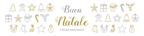 Buon Natale Felice Anno Nuovo イタリアのクリスマスの願い ベクトル — ストックベクタ