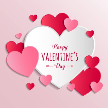 Sevgililer günü tebrik kartı kağıt kalp kavramı. Vektör