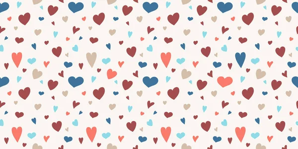 Cute Seamless Pattern Colorful Hand Drawn Hearts Valentine Day Mother — Stock Vector