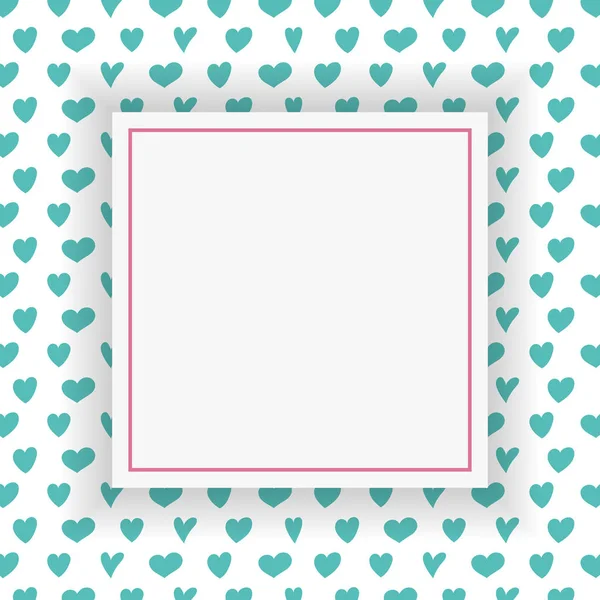 Empty Greeting Card Template Hand Drawn Hearts Valentine Day Concept — Stock Vector