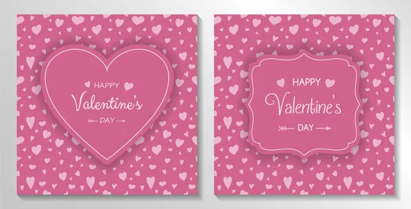 Set Valentinstagskarten Mit Handgezeichneten Herzen Vektor — Stockvektor
