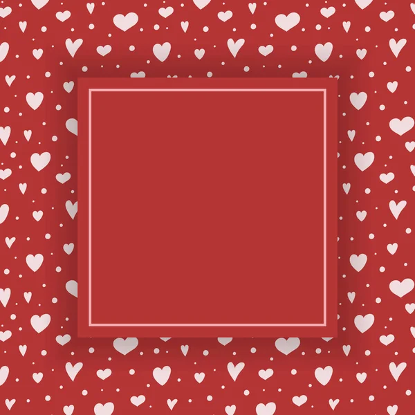 Lege Wenskaartsjabloon Met Hand Getrokken Hart Aftelkalender Voor Valentijnsdag Concept — Stockvector