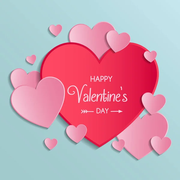 День Святого Валентина Прикраса Красивою Папери Вирізати Серця Векторний — стоковий вектор