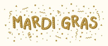 Mardi Gras Karnavalı Hat el ile kavramı parti öğeleri çizilmiş. Vektör