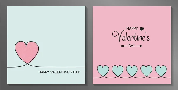 Set Valentinstagskarten Mit Handgezeichneten Herzen Vektor — Stockvektor