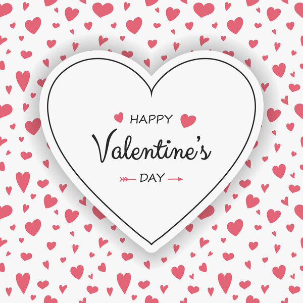 Valentine's Day card with hearts and wishes. Vector 