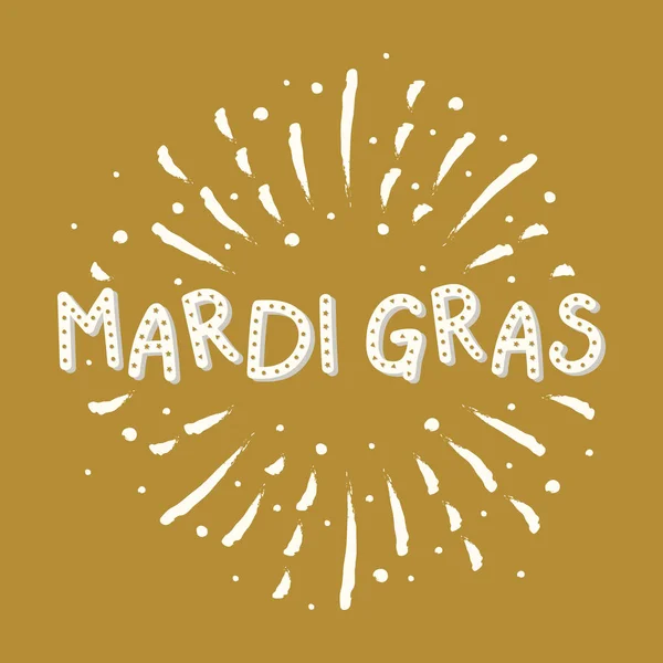 Koncepcja Typografia Mardi Gras Ręką Narysowane Fajerwerki Wektor — Wektor stockowy