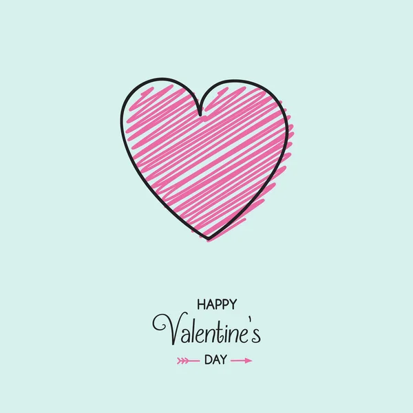 手で美しいグリーティング カードは バレンタインの日に心を描かれています 愛の概念 ベクトル — ストックベクタ