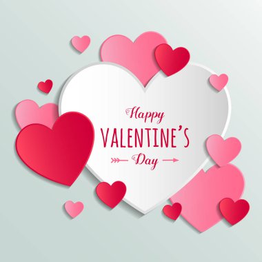 Sevgililer günü tebrik kartı kağıt kalp tasarımı. Vektör