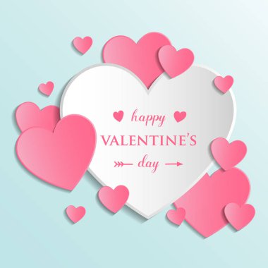 Güzel tebrik kartı kağıt ile Sevgililer günü için kalp kesti. Aşk kavramı. Vektör