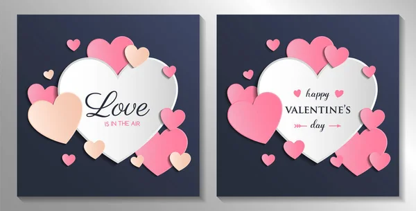 情人节快乐 收集可爱的纸心卡片 — 图库矢量图片