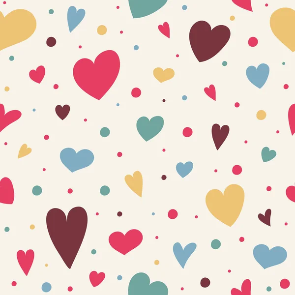 Niedlich Nahtlose Textur Mit Bunten Herzen Valentinstag Muttertag Und Frauentag — Stockvektor