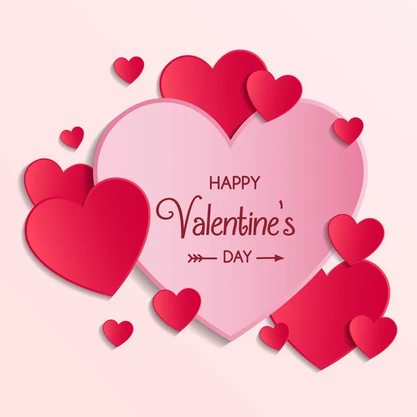 Happy Valentine Day Greeting Card Paper Cut Hearts Vector — Stock Vector