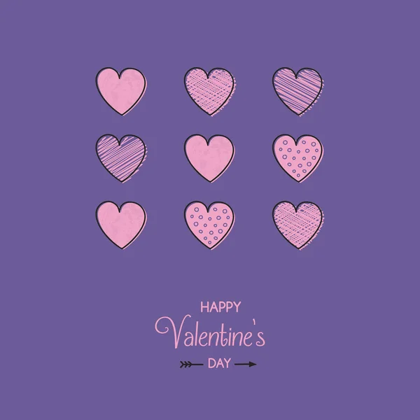 Saludos San Valentín Con Corazones Vector — Vector de stock