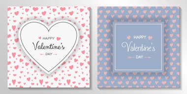 Sevgililer günün kutlu olsun - ayarla elle çizilmiş kalpleri ile şirin tebrik kartı. Vektör