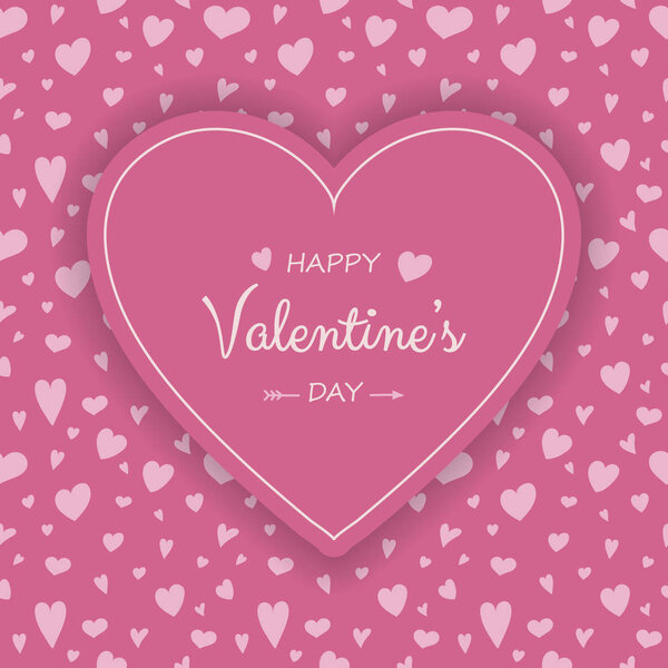 День святого Валентина - красочная открытка с милыми сердцами. Вектор
