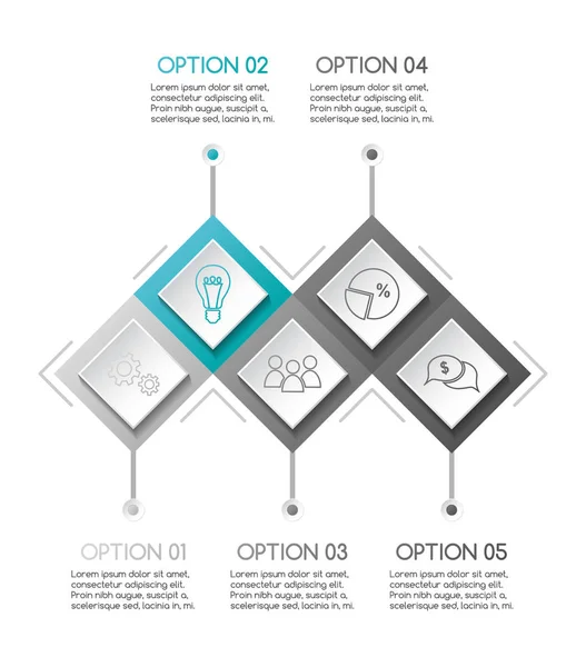 Concept Van Een Grijze Infographic Met Pictogrammen Bedrijfs Vector — Stockvector