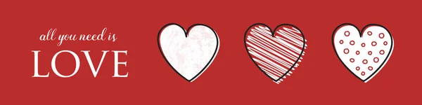 Návrh Valentýna Banner Kreslenými Srdce Vektor — Stockový vektor