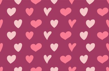 Sorunsuz doku şirin elle çizilmiş yürekleri. Sevgililer günü, anneler günü ve kadınlar günü. Vektör