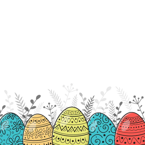 Tarjeta Felicitación Retro Con Huevos Pascua Pintados Vector — Vector de stock