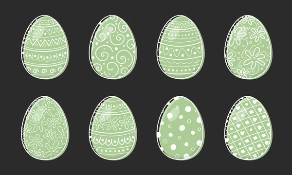 Ruční Nakreslené Velikonoční Vajíčka Set Vektor — Stockový vektor