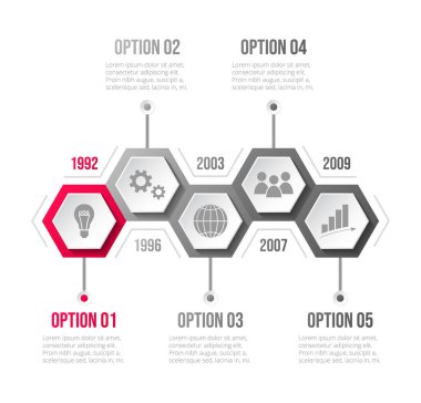 İş ikonları/simgeleri ile şirket Infographic şablonu. Vektör