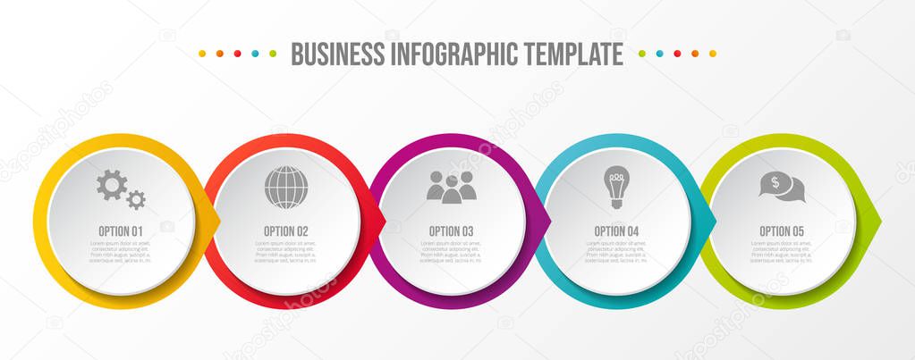 Round business infographic with icons. Vector