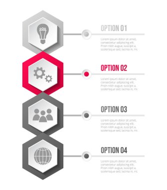 Gri infograph iş sembolleri ile. Vektör