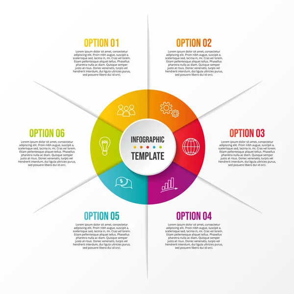 五颜六色的图表与业务符号 信息图模板 — 图库矢量图片