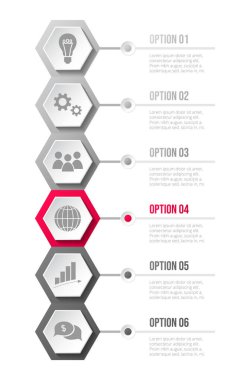 Gri infograph iş sembolleri ile. Vektör